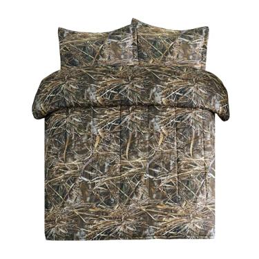 Imagem de VISI-ONE Realtree Max-7 Conjunto de edredom duplo camuflado de 2 peças – Roupa de cama unissex rústica estilo fazenda para trailer, acampamento e aventura, unissex com apelo universal para cabana