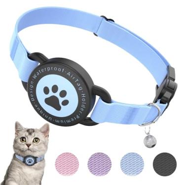 Imagem de Coleira para gatos AirTag, coleira elástica para gatinhos com suporte para Apple Air, leve e confortável, coleiras de gato com GPS ultra elásticas para gatos, gatinhos e filhotes, 20 a 30 cm, azul