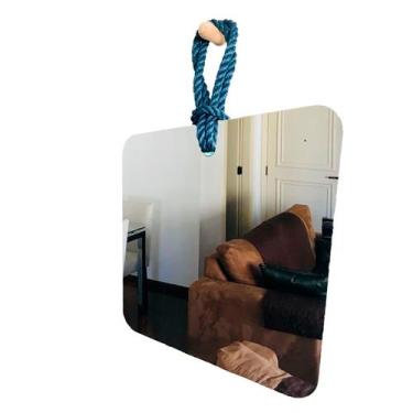 Imagem de Espelho Decorativo Hole Alça Sisal Blue 50X50 Cm - e2g Design