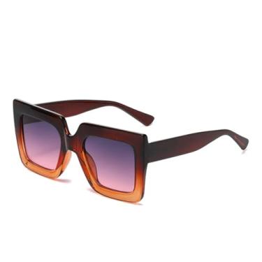 Imagem de Óculos de sol da moda, feminino, moderno, armação grande, masculino, para praia, uso ao ar livre, proteção solar UV400 (cinza rosa)