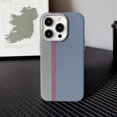 Imagem de Capa magnética de PC com padrão Kevlar em fibra de carbono para iPhone 16, 15, 14 Plus, 13, 12 e 11 Pro Max, PS Azul-marinho, para iPhone 12 Pro