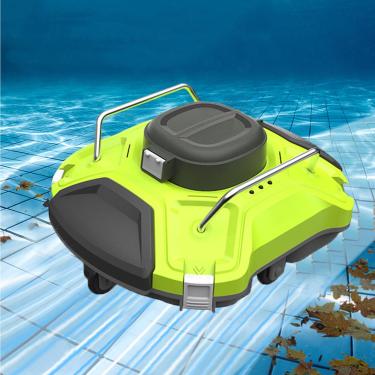 Imagem de Robô automático sem fio para limpeza de piscinas, bateria de 5000mAH por 110 minutos, até 85㎡, densidade de filtro de 200Um, IPX8 à prova d'água, equipamento de limpeza de piscinas,Green