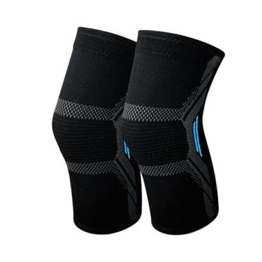 Imagem de shamjina 2 joelheiras, suporte de joelho, flexível, proteção do joelho, manga de compressão para futebol, tênis, levantamento de peso, esportes, azul eu