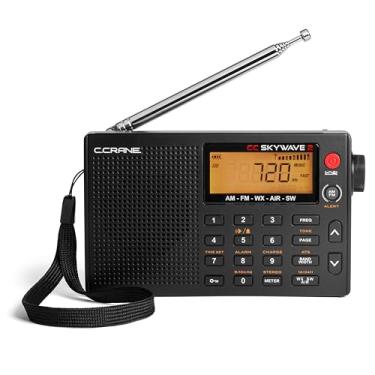 Imagem de C. Crane CC Skywave 2 AM, FM, ondas curtas, NOAA Weather + Alert, banda de aviação VHF, rádio de viagem portátil operado por bateria pequena com relógio e alarme