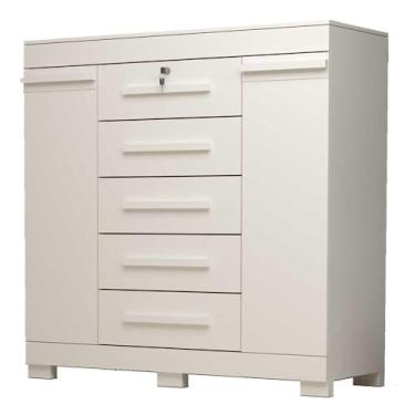 Imagem de Cômoda 5 Gavetas 2 Portas com Pés Diana 100% MDF ACP Móveis