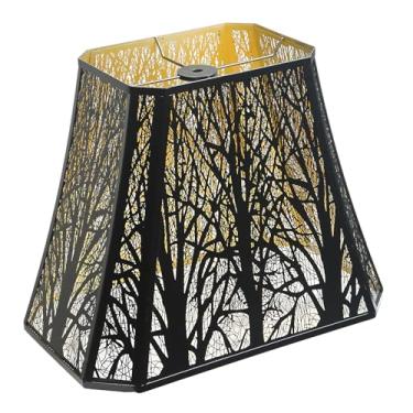 Imagem de Abajur de metal florestal gravado, abajur retangular, abajur de piso, abajur de metal grande ALUCSET para sala de estar, quarto, diâmetro superior (8+6)", diâmetro inferior (14,9 + 8)", altura 28 cm