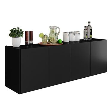 Imagem de Balcão De Cozinha Suspenso 118cm 4 Portas Monna Preto Z34 - Mpozenato