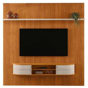 Imagem de Painel Bancada TV 75 Polegadas 245x238 Cm Bugatti Madetec Cinamomo Off White