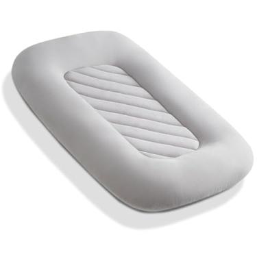 Imagem de Travesseiro de espreguiçadeira para recém-nascidos para bebês de 0 a 24 meses, ninho de bebê para tempo de barriga, dormir e viajar, cama de bebê macia reversível para recém-nascidos essenciais 89 x