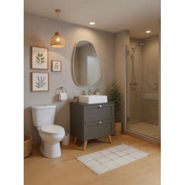 Imagem de Gabinete para Banheiro com Tampo Cuba e Espelheira Organica 60cm Retro