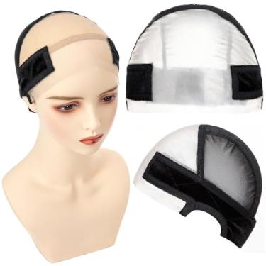 Imagem de Toucas de peruca com faixa de aderência para manter as perucas no lugar, toucas de peruca para mulheres, ajustável, faixa preta, touca de meia preta, 13 x 4 HD, renda transparente para perucas
