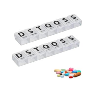 Imagem de Kit 2 Porta Comprimidos Semanal 7 Dias c/ 07 Compartimentos Transparente - Organizador de Remédios e Vitaminas para Viagem e para o Dia a Dia