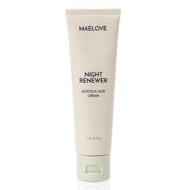 Imagem de MAELOVE Night Renewer, creme de ácido glicólico, antienvelhecimento, creme noturno esfoliante AHA, suave para peles sensíveis, pesquisado e fabricado nos EUA, sem glúten, 59 ml