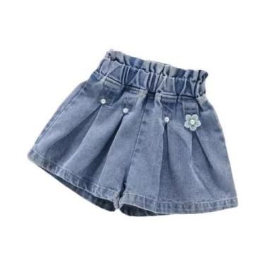 Imagem de Shorts Jeans Evasê Para Meninas, Moda Coreana De Verão, Calças Quentes
