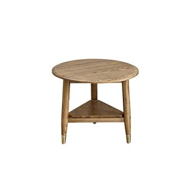 Imagem de Mesa de centro redonda moderna de madeira dupla mesa de canto para sala de estar sofá decoração lateral pequena mesa de centro quarto mesa de cabeceira mesa de chá mesa lateral