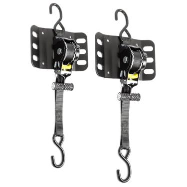 Imagem de Correias de catraca retráteis para Ford F150, 2 peças de alças de amarração de cama de caminhão resistente auto-retráteis de 3 metros para F150, F250, F350 2015-2025, suporte de cama com sistema de