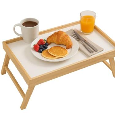 Imagem de Bandeja de Café Retangular em Madeira Café da Manhã na Cama Dobrável Mesa Infantil Multiuso Portátil para Servir Refeições Mesa para Notebook Fácil de Armazenar Uso Prático Premium 38 x 24 cm