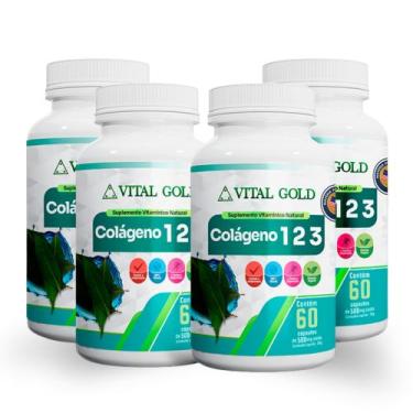 Imagem de COLÁGENO TIPO 123 - 500mg (60 Cápsulas) VITAL GOLD, 04 Unidade