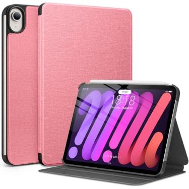 Imagem de DTTO Capa para iPad Mini 7 (A17 Pro) 2024, iPad Mini 6ª geração 2021, capa traseira rígida de textura de tecido para iPad Mini 7/6 de 8,3 polegadas com ativar/hibernar automaticamente, suporta