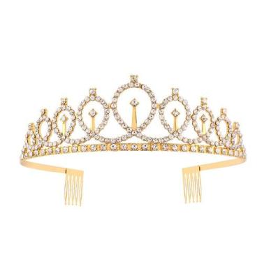 Imagem de Tiara Coroa Noiva Daminha Aniversário Princesa Festa - LM, Dourado