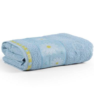 Imagem de Toalha De Banho Avulsa Minimi Infantil 100% Algodão - 1,15m X 75cm - Margarida - Azul