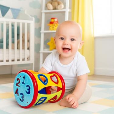 Imagem de Brinquedo Didático para Bebê com Peças de Encaixar em Formato de Cilindro - Pica Pau