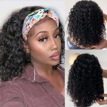 Imagem de Peruca com bandana Kislemon Water Wave Human Hair 150% de densidade