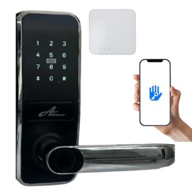 Imagem de Fechadura Milre 8500a Preta Com Hub Wifi Segurança Smart