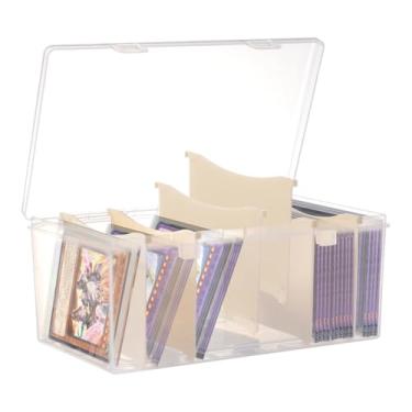 Imagem de Caixa de armazenamento de cartões colecionáveis com 6 divisórias, caixa de armazenamento para cartões de beisebol TCG Magic Playing Sports, caixa de armazenamento de plástico para mais de 500 cartas