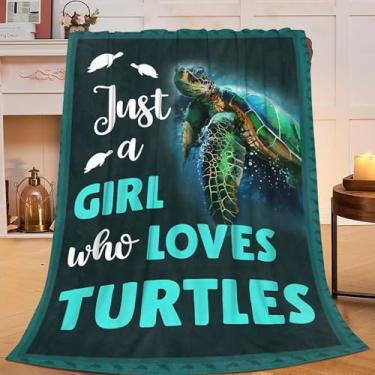 Imagem de SweetFox Just A Girl Who Loves Turtles Cobertor Bonito Tartarugas Decoração de Tartarugas Marinhas Cobertor Presentes para Meninas Meninos Super Quente Macio Lã Flanela Inverno Cobertores de Cama para