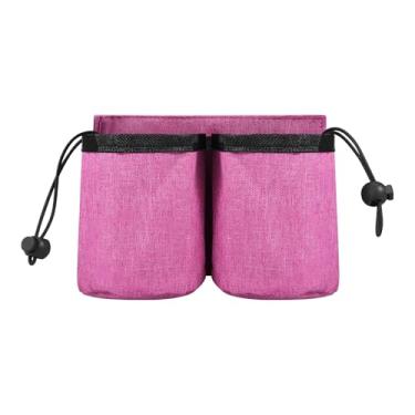 Imagem de Sacos para copo de viagem com cordão, alças de rolagem duradouras, recipiente de bebidas para bebidas, bebidas, canecas de café, acessórios essenciais para comissária de bordo (rosa vermelha)