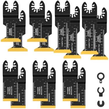 Imagem de Lâmina de ferramenta oscilante, 14 peças de lâminas de serra oscilantes de carboneto, multiferramenta universal de madeira, metal, oscilante, multiferramentas, lâminas de serra de liberação rápida com