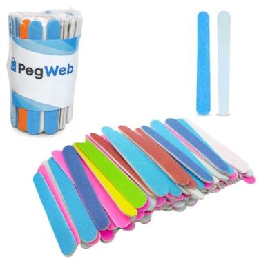 Imagem de 100 Lixa de Unha Mini Descartáveis Manicure Pedicure 8 Cm Salão Profissional Beleza Cutícula Unha Podologia Brinde Mimo Outubro Rosa Eventos Marca Pegweb (Colorida, unidade, 100, Grão 100/180)