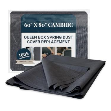 Imagem de House2Home Capa protetora contra poeira Box Spring para reparo de molas de cama, pano de cambraia preto resistente de 68 g, capa de mola de caixa de substituição para base Queen, 152 cm x 203 cm