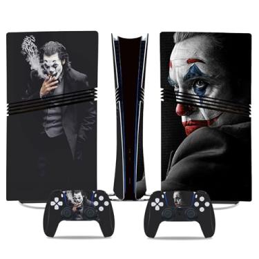 Imagem de MaD Vision Conjunto de películas de vinil extraduráveis para PS5 Pro + 5 pares de anéis de mira | Kit de adesivos resistentes a arranhões para PlayStation 5 + 2 controles – para design de Coringa