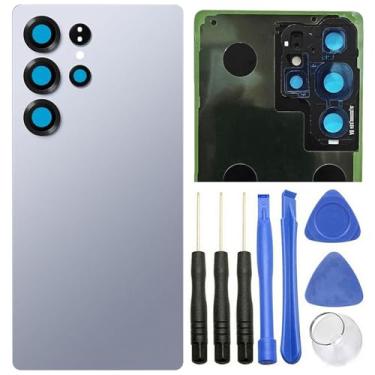 Imagem de Ubrokeifixit Capa de vidro traseira traseira para Galaxy S25 Ultra S938U para Samsung Galaxy S25 Ultra SM-S938U S938W S938U1 S938N S938E 2025 6,9 polegadas, com lente de câmera (S938-azul prata)