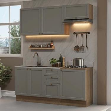 Imagem de Armário de Cozinha Compacto Vik - 180 cm Cinza Madesa