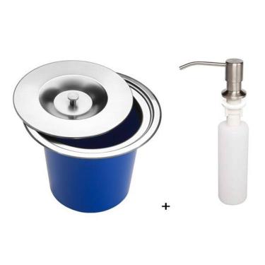 Imagem de Kit Lixeira De Embutir 5L + Dosador De Sabão