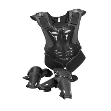 Imagem de Colaxi Macacão infantil para motociclistas, equipamento para adolescentes, equipamento de proteção para pilotar, joelheiras para ciclismo, Preto, L