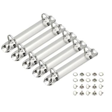 Imagem de PATIKIL B7 Mecanismos de fichário de 2 furos, conjunto de 5 anéis de 2 cm, organizador de fichário de substituição de folhas soltas para organizadores, acessórios de pasta de armazenamento de papel de