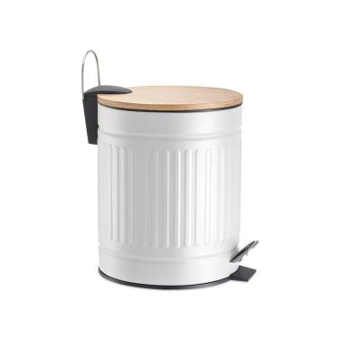 Imagem de Lixeira Tampa De Bambu E Pedal Com Amortecedor Fluted Preta