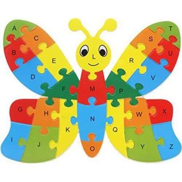 Imagem de Quebra-cabeça de madeira colorida Lianshi Alphabet Jigsaw Puzzle 26 le