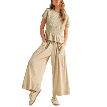 Imagem de Outfit Antnation, calça feminina de 2 peças com avental e pernas larga