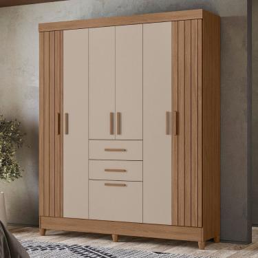 Imagem de Guarda Roupa Solteiro Frisado 7 Portas 2 Gavetas com Pés Malta Moval