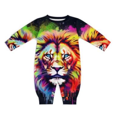 Imagem de Macacão AuHomea Painting Lion Newborn Baby 3-6M Roupas de algodão
