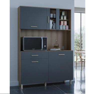 Imagem de Armário De Cozinha 120cm Compacto Com Balcão Multiuso Gaveta e Porta V