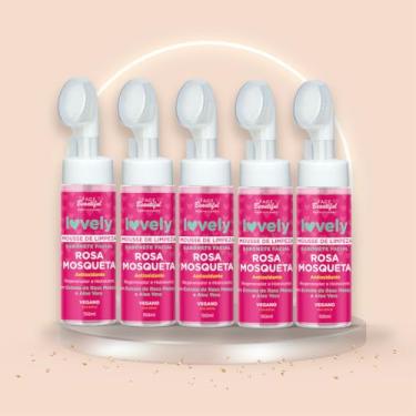 Imagem de Kit 05 Unidades Mousse de Limpeza Facial Skin Care Face Beautiful 150ml (Rosa Mosqueta)