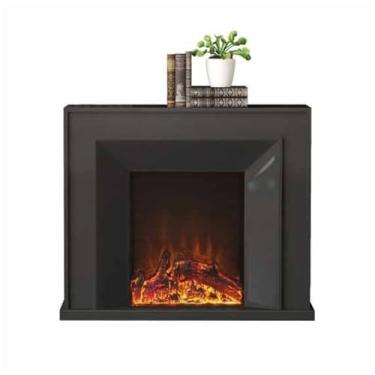 Imagem de Lareira Decorativa Lareira elétrica com manto de carvalho, lareira decorativa autônoma chama realista LED e controle remoto(Preto,M)