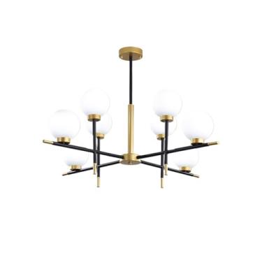 Imagem de Lustre de vidro globo de meados do século, lustre nórdico de vidro branco leitoso, luminária pendente criativa para cozinha, ilha, restaurante, sala de jantar, sala de estar, quarto (tamanho