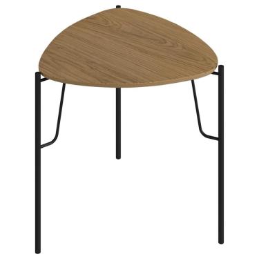 Imagem de Mesa Lateral Para Sala De Estar Baixa Pés Industrial Preto Alef I03 Louro - Lyam Decor